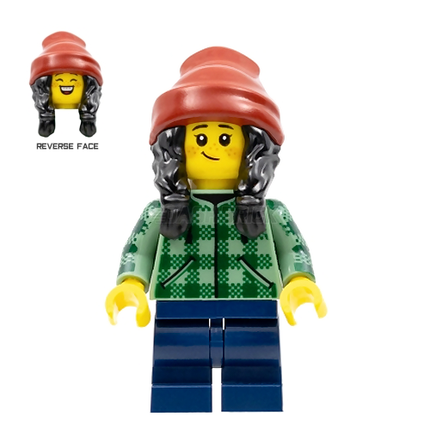 LEGO Minifigure - Female, Girl, Beanie, Green Plaid Shirt, Medium Legs [CITY]