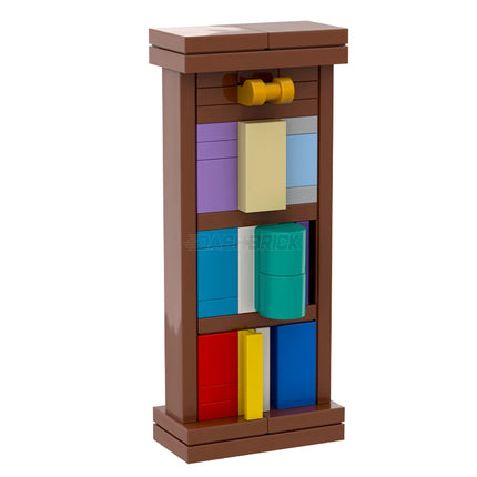LEGO "Tall Bookshelf" - Reddish Brown Frame, Books [MiniMOC]
