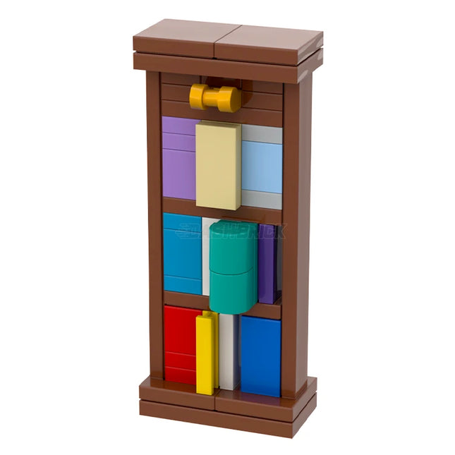 LEGO "Tall Bookshelf" - Reddish Brown Frame, Books [MiniMOC]
