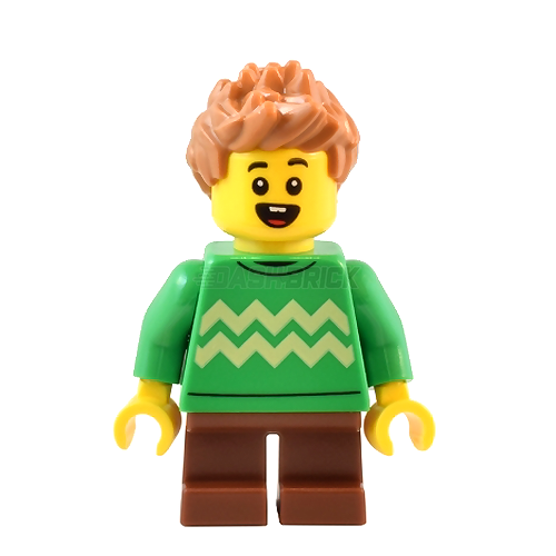 LEGO Minifigure - Child - Boy, Green Sweater, Spiked Hair [CITY]