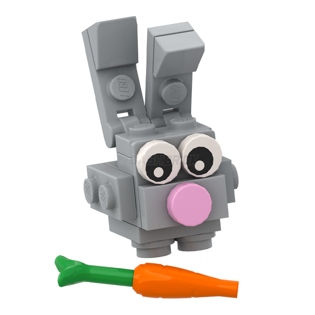 LEGO "Brick Bunny" Grey, Easter Bunny with Carrot [MiniMOC]