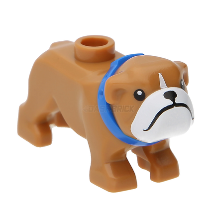 LEGO Minifigure Animal - Dog, Bulldog, Blue Collar, Medium Nougat [65388pb02]