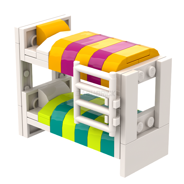 LEGO "Children's Bunk Beds" - White Frame, Coloured Sheets [MiniMOC]