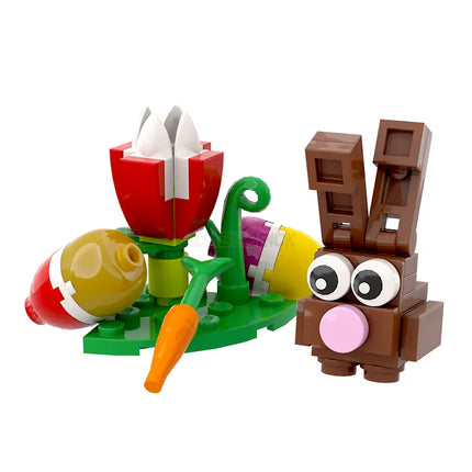 LEGO "Choc-Brick Bunny" Easter Bunny, Flower, Eggs [MiniMOC]