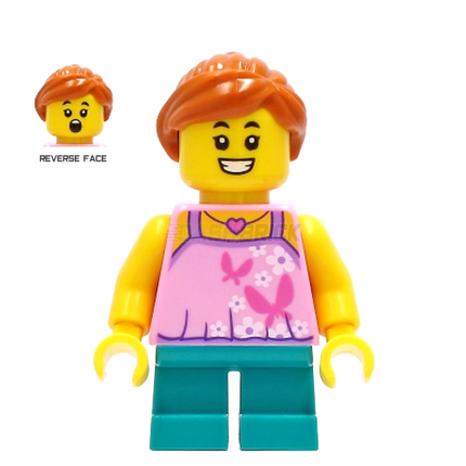 LEGO Minifigure - Girl, Bright Pink Top with Butterflies [CITY]