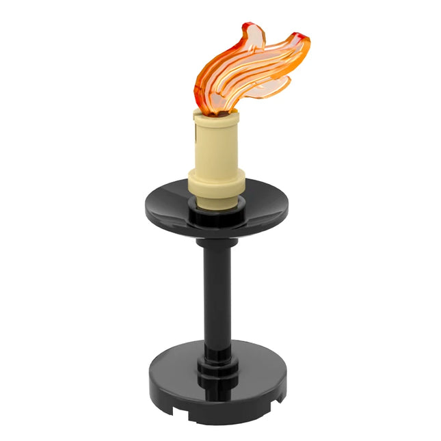 LEGO "Castle Candle" - Medieval, Black Candle Holder with Flame [MiniMOC]