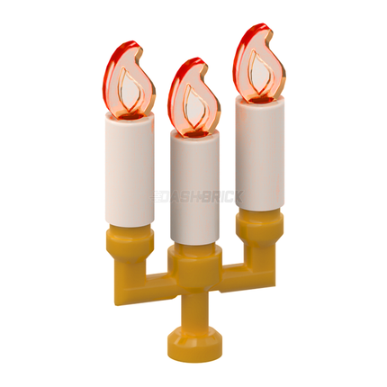 LEGO "Candle Stick" - 3 Candles, Pearl Gold Candelabra [MiniMOC]