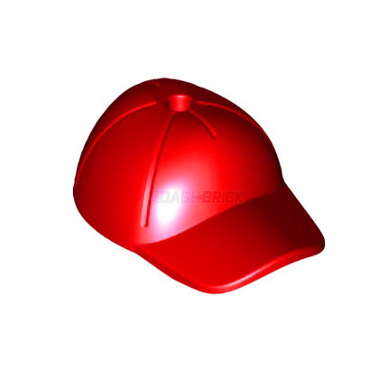 LEGO Minifigure Part - Hat, Baseball Cap, Short Curved Bill with Seams, Red [11303]