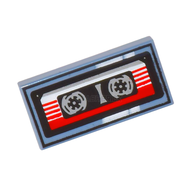 LEGO Minifigure Accessory - Cassette Tape with Red and White Striped Label, Black [3069pb1104]