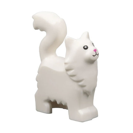 LEGO Minifigure Animal - Cat, Maine Coon, Standing, Pink Nose, White [6329pb01] 6510676