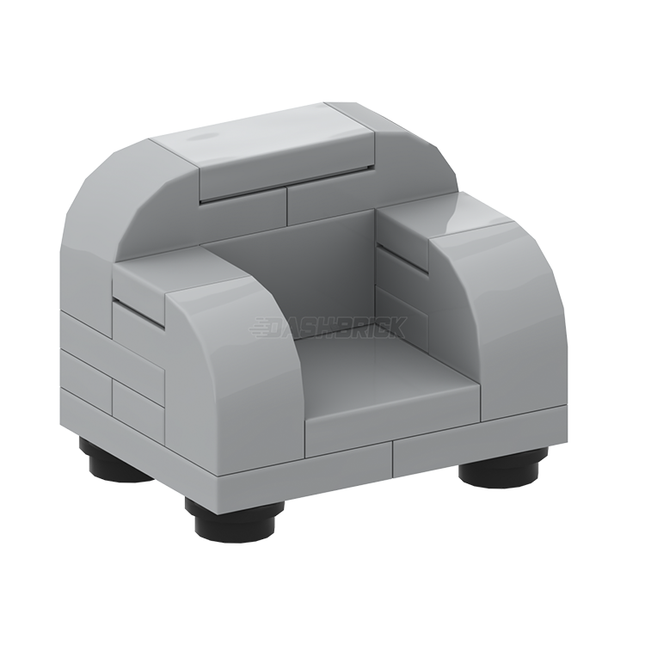 LEGO "Comfortable Lounge Chair" - Small Armchair, Light Grey [MiniMOC]