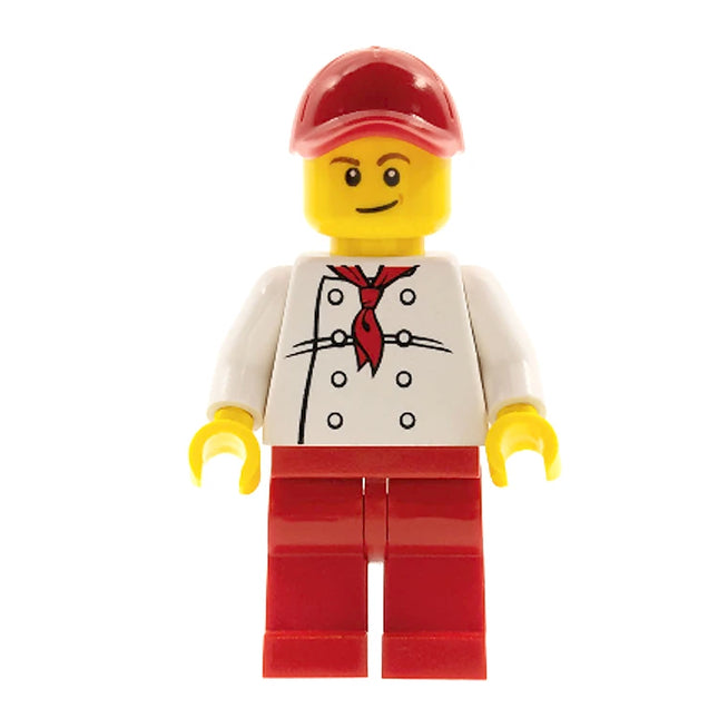 LEGO Minifigure - Male, Chef - White Torso, Red Scarf, Red Legs and Red Cap (City Square Hot Dog Vendor) (2015) [CITY]