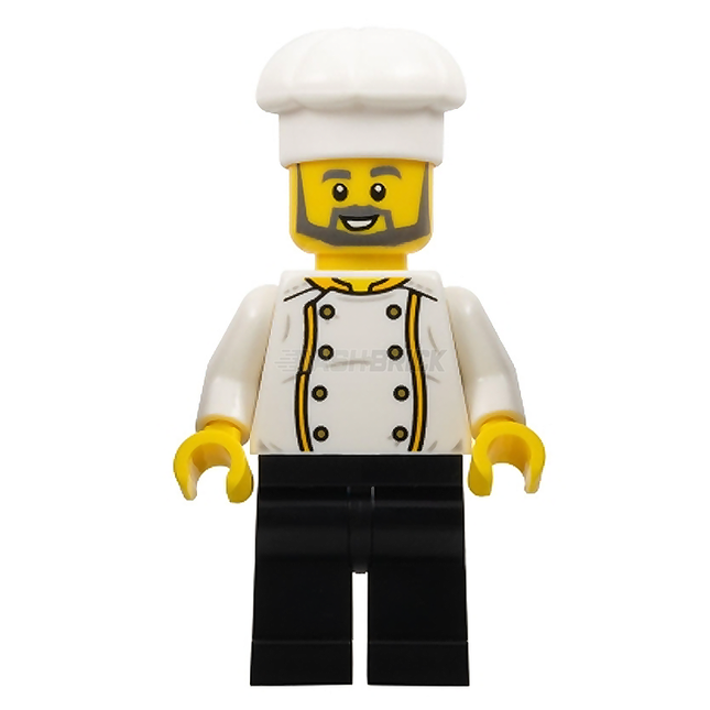 LEGO Minifigure - Chef - Jacket, Orange Trim, Gold Buttons and Dragon on Back, Beard [CITY]