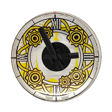 LEGO "Large Clock" - 6 x 6, Gold Details, Roman Numerals, Black Hands [MiniMOC]