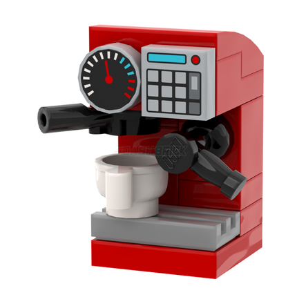 LEGO "Coffee Machine" - Medium Coffee Maker - Red, Cup [MiniMOC]