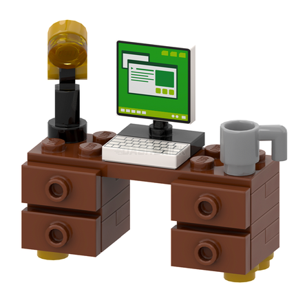 LEGO "Classic Business Desk" - Computer, Lamp, Cup, Draws [MiniMOC]