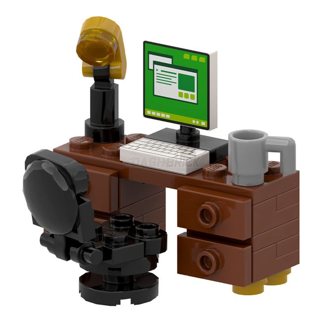 LEGO "Classic Business Desk" - Computer, Lamp, Cup, Draws [MiniMOC]
