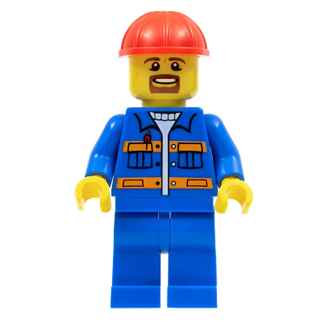 LEGO Minifigure - Male, Construction Worker, Blue Jacket, Helmet, Goatee (2015) [CITY]
