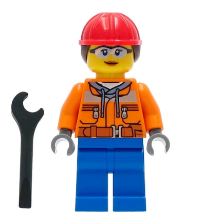 LEGO Minifigure - Female, Construction Worker, Safety Jacket, Hoodie, Helmet (2021) [CITY]