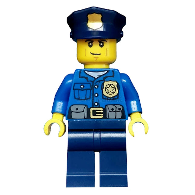LEGO Minifigure - Male, Police - City Officer, Gold Badge, Police Hat, Cheek Lines (2014) [CITY]