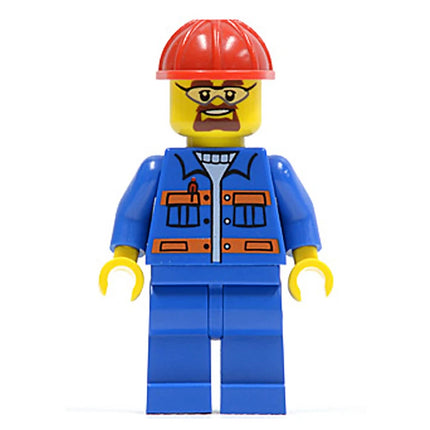 LEGO Minifigure - Male, Construction Worker, Jacket with Pockets and Orange Stripes, Safety Goggles (2014) [CITY]