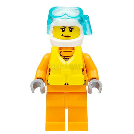LEGO Minifigure - Female Rescuer, Scuba Diver Mask, Coast Guard City [CITY]