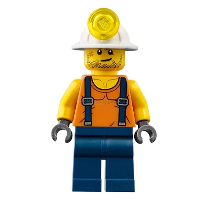 LEGO Minifigure - Male, Miner - Shirt with Straps, Helmet, Stubble and Scar (2018) [CITY]