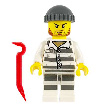 LEGO Minifigure - Male, Jail Prisoner 86753 Prison Stripes, Knit Cap [CITY]