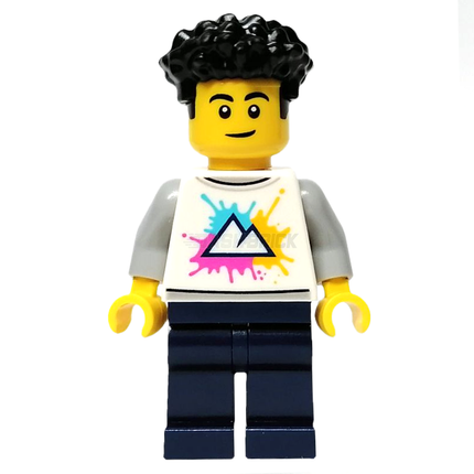 LEGO Minifigure - Male, White Shirt with Mountains, Black Coiled Hair [CITY]