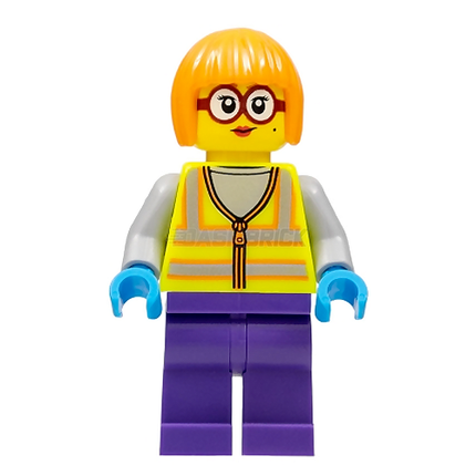 LEGO Minifigure - Female, "Shirley Keeper" - Neon Yellow Safety Vest [CITY]