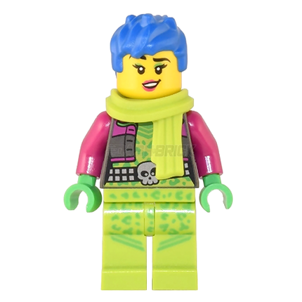 LEGO Minifigure - Female, "Raze" - Lime Scarf, Blue Hair [CITY]