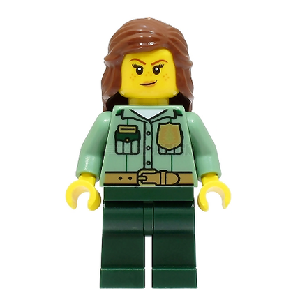 LEGO Minifigure - Female, Park Ranger, Sand Green Shirt, Brown Hair [CITY]