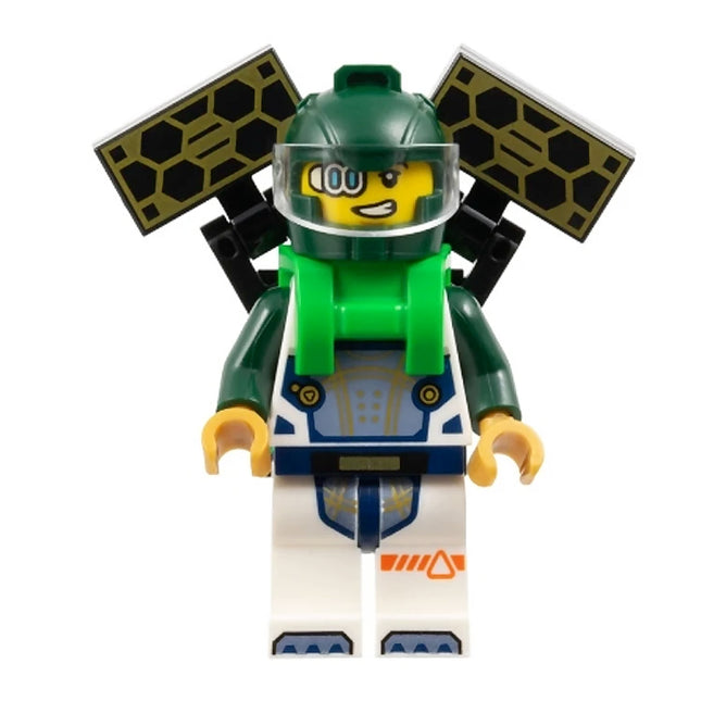 LEGO Minifigure - Astronaut - Male, White Spacesuit, Helmet, Bright Green Harness with Solar Panels [SPACE]