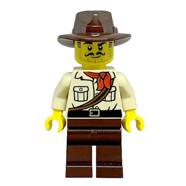 LEGO Minifigure - City Jungle Explorer - Tan Shirt, Dark Brown Legs and Fedora [CITY]