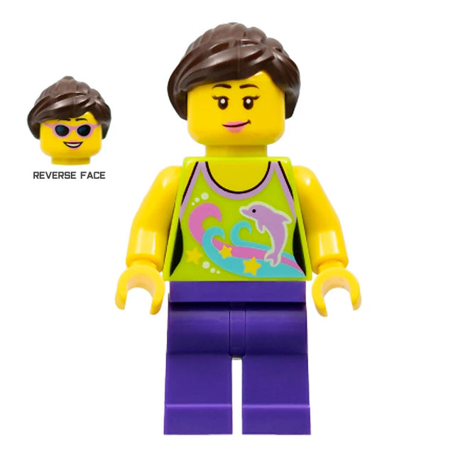 LEGO Minifigure - Female, Lime Halter Top with Dolphin, Ponytail (2015) [CITY]
