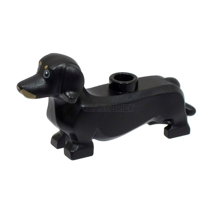 LEGO Minifigure Animal - Dog, Dachshund, Sausage, Black with Print [53075pb02]