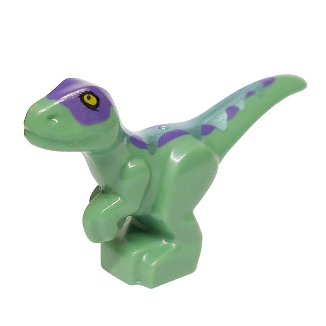 LEGO Minifigure Animal - Dinosaur Baby Standing with Dark Purple Back, Metallic Light Blue Stripes, and Yellow Eyes Pattern [37829pb11] 6469332