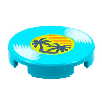 LEGO Minifigure Accessory - Tile, Vinyl Record, Disc, Palms, Medium Azure [14769pb385]