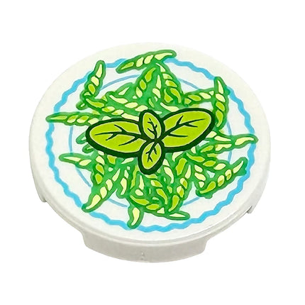 LEGO Minifigure Food - Tile, Dish with Pasta and Lime Basil Leaves (Round 2 x 2) [14769pb745] 6549064