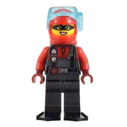 LEGO Minifigure - Female, "Betsy Bass" Diving Suit, Black Flippers, Red Helmet [CITY]
