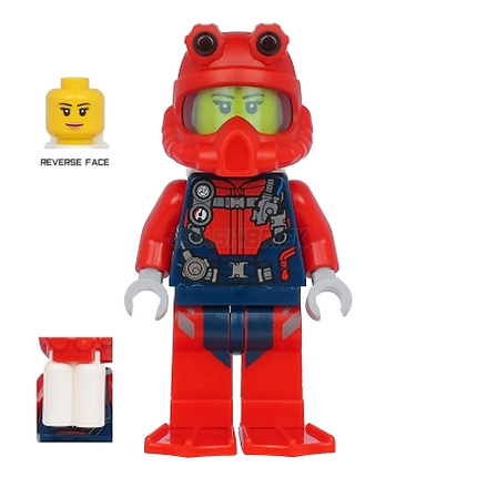 LEGO Minifigure - Scuba Diver, Female 2, Red Helmet [CITY]