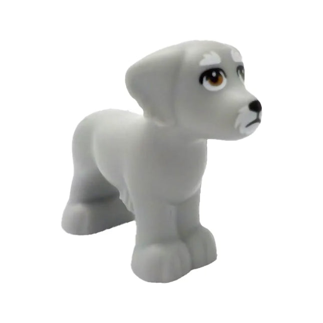 LEGO Minifigure Animal - Dog, Shaggy Fur, Black Nose, White Muzzle, Light Grey [3168pb04]