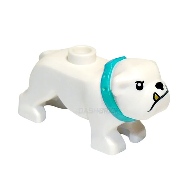 LEGO Minifigure Animal - Dog, Bulldog, Turquoise Collar, White [65388pb03] 6470913