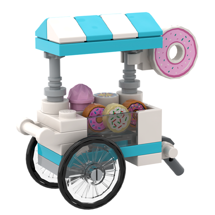 LEGO "Sweet Circle Donut Cart" - Brickside Delights Wagon #3 [MiniMOC]