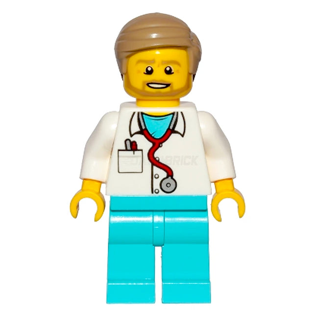 LEGO Minifigure - Male, Doctor - Stethoscope, Smooth Hair, Beard (2018) [CITY]
