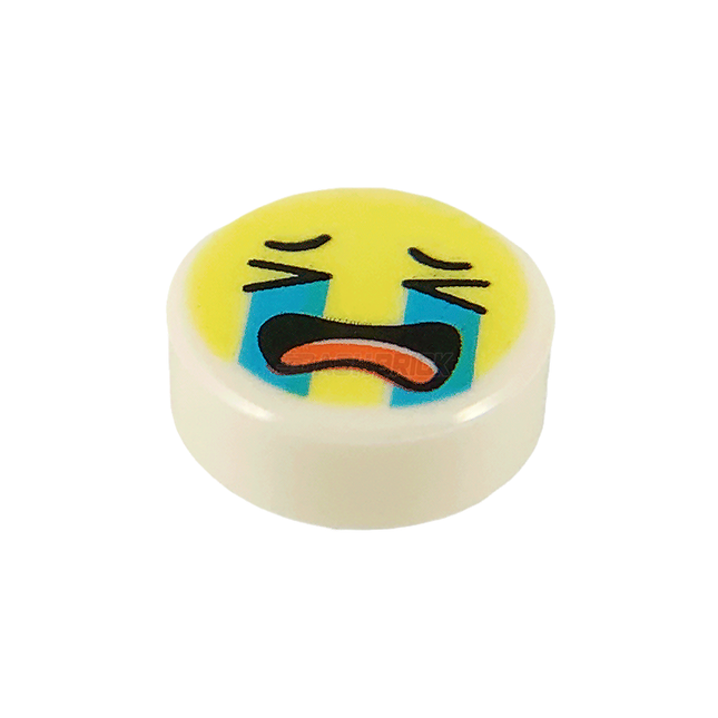LEGO Tile, Round 1 x 1, Emoji, Crying, Tear Streams, Open Mouth [98138pb138]