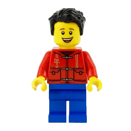 LEGO Minifigure - Father, Male, Red Shirt, Blue Legs, Black Hair (2021) [CITY]