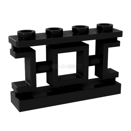 LEGO Fence 1 x 4 x 2 Ornamental Asian Lattice, 4 Studs, Black [32932]