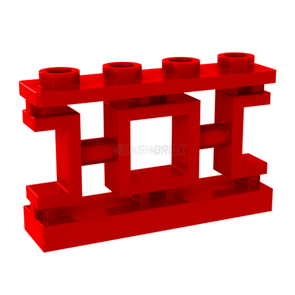 LEGO Fence 1 x 4 x 2 Ornamental Asian Lattice, 4 Studs, Red [32932]