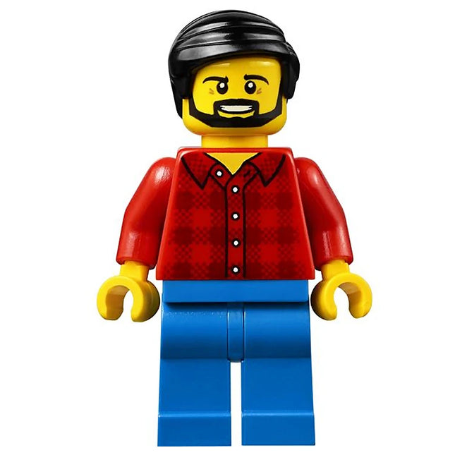 LEGO Minifigure - Flannel Shirt, Blue Legs, Black Hair, Beard [CITY]